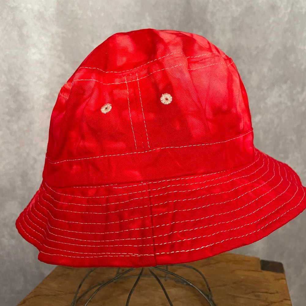 Red Tie Dye Bucket Hat Colortone Cotton Vintage Retro 90s Y2K - Picture 4 of 7